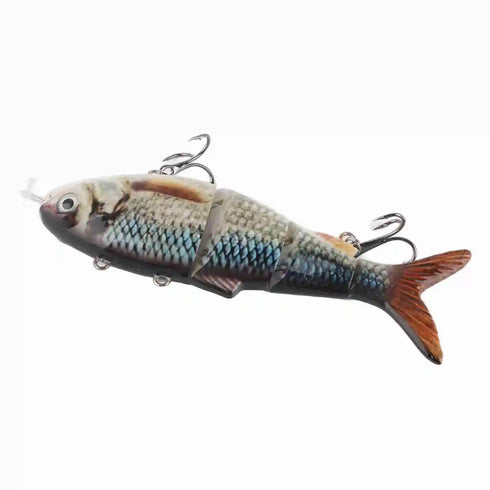 Robotic Swimming Lure Multi Jointed Rechargeable Electric Fishing Lure with Green LED Light for Night Fishing